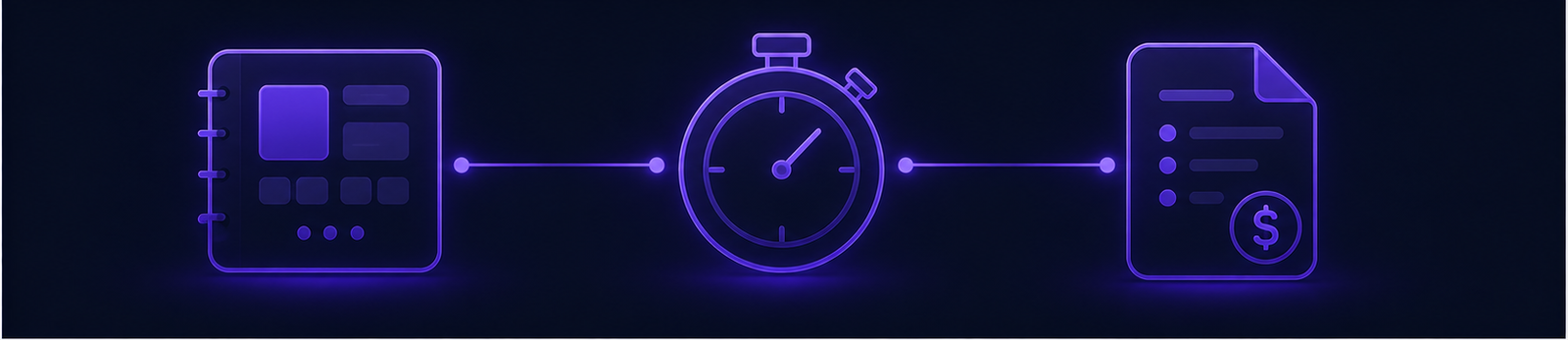 Free productivity starter stack infographic: workspace, time tracking, invoicing