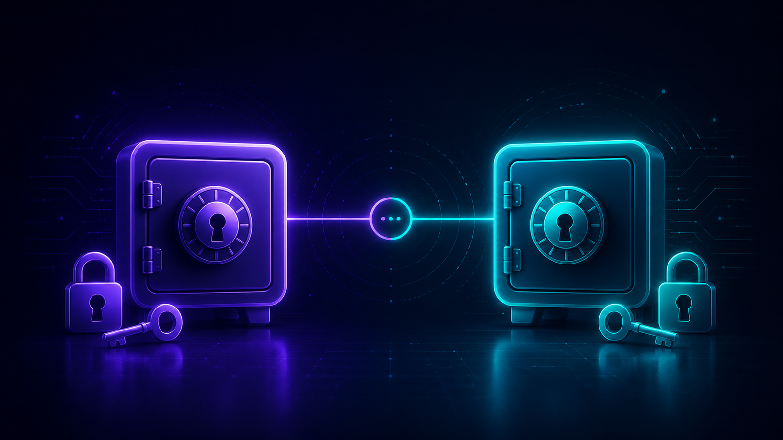 1Password vs Bitwarden password manager comparison illustration with two vault icons