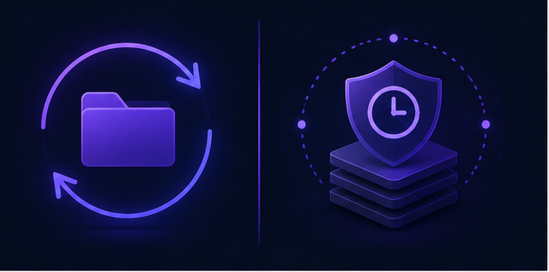 Cloud sync versus dedicated backup comparison illustration