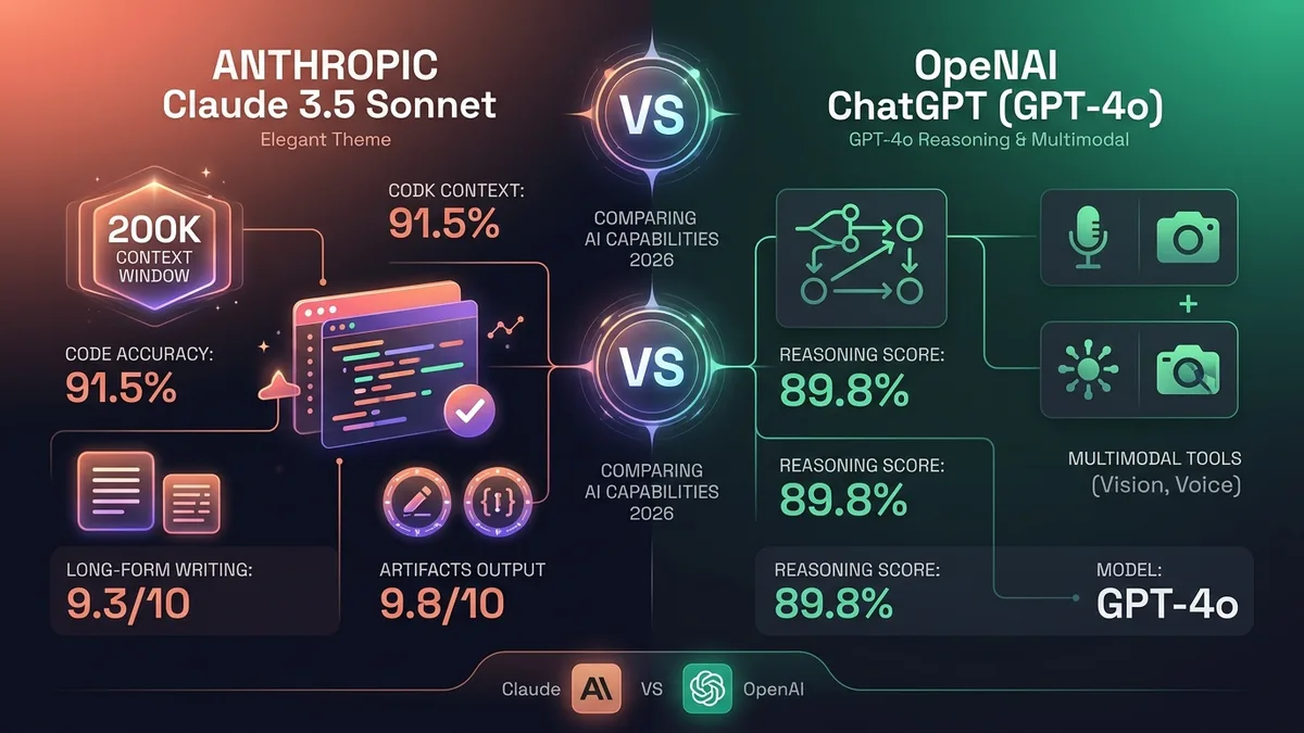 Claude vs ChatGPT 2026 comparison benchmark: Claude 3.5 Sonnet vs OpenAI GPT-4o
