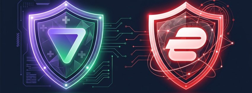 Proton VPN vs ExpressVPN 2026 comparison banner of Swiss open-source privacy and Lightway speed